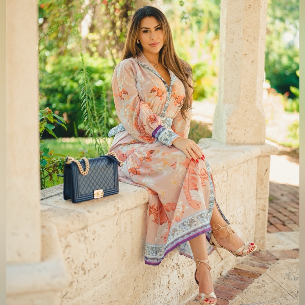 Floral dress with belt